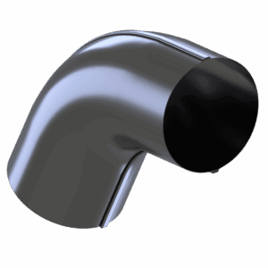 Rvs pijp met gebogen bocht voor sanitair en loodgieterswerk.