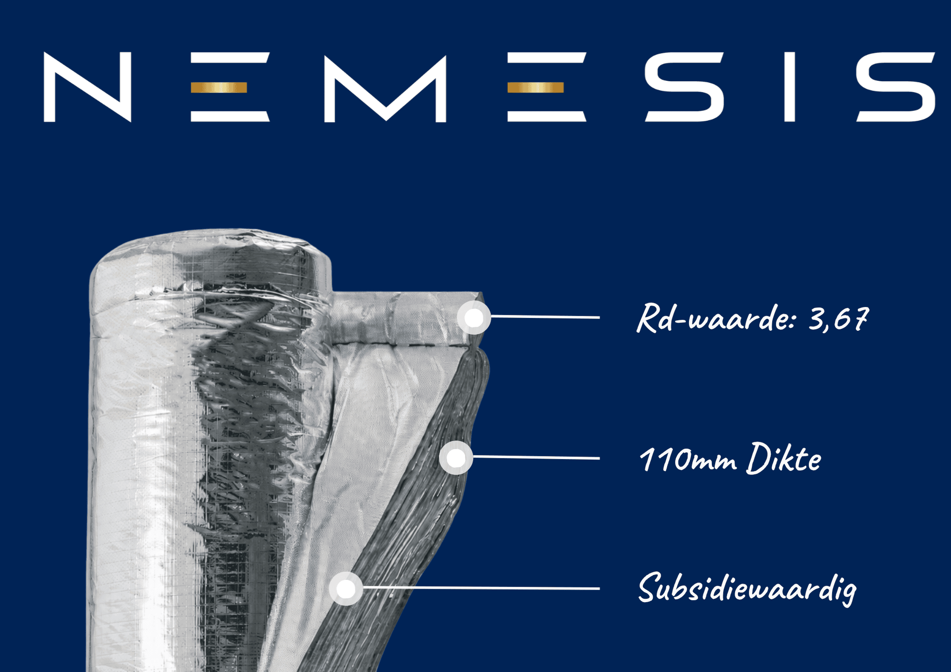 Technisch diagram van een Nemesis-onderdeel met specificaties en kenmerken.