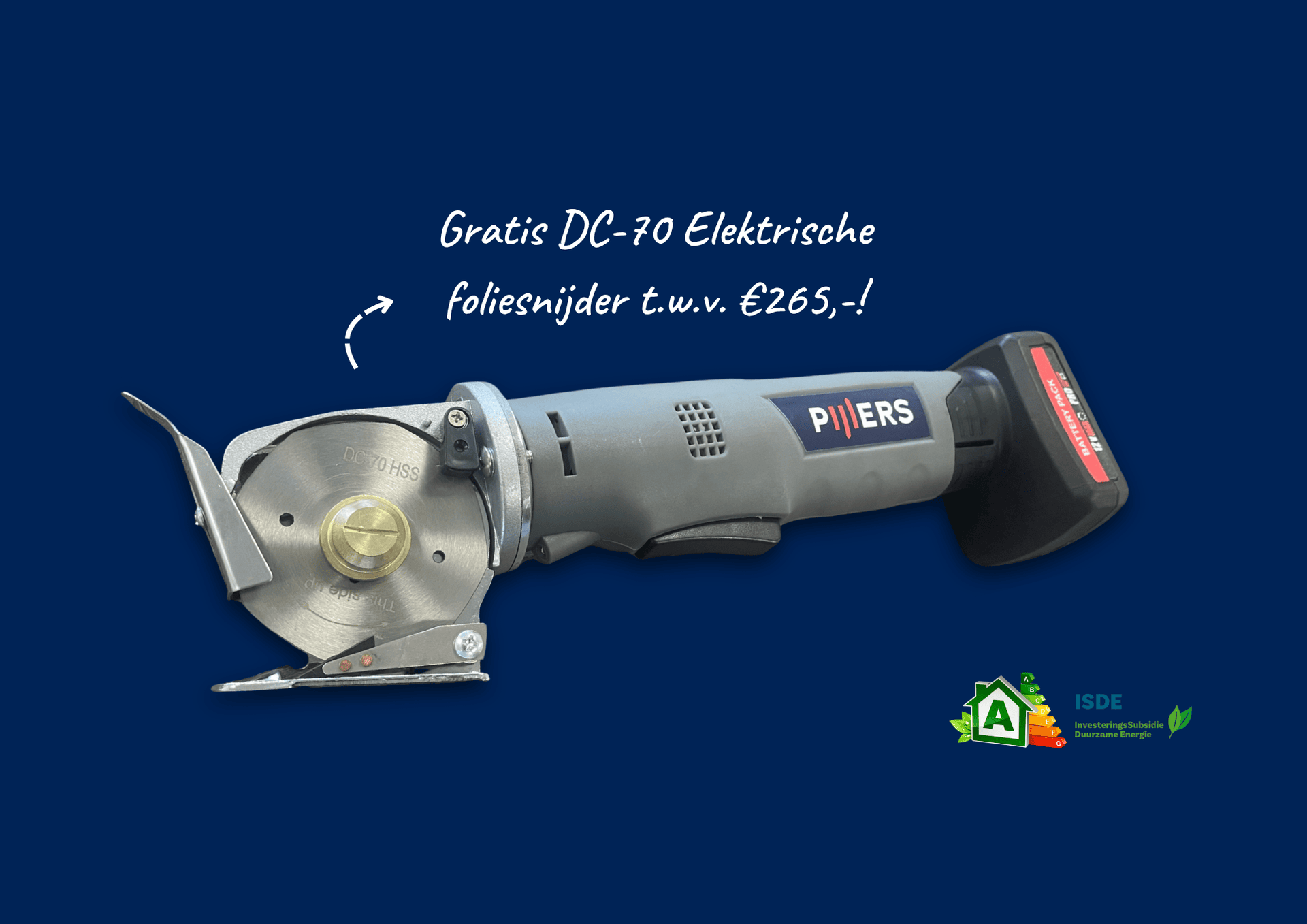 Elektrische foliesnijder van Pijlers met gratis aanbieding voor isolatiewerk.